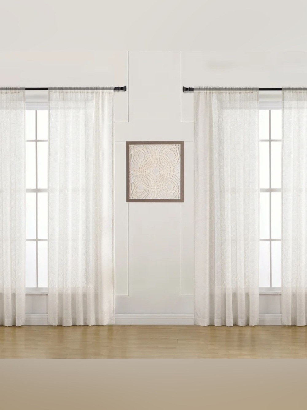 Taylor & Moxie Venezia Sheer Curtains 4 Pack Linen 52 x 84 Panels